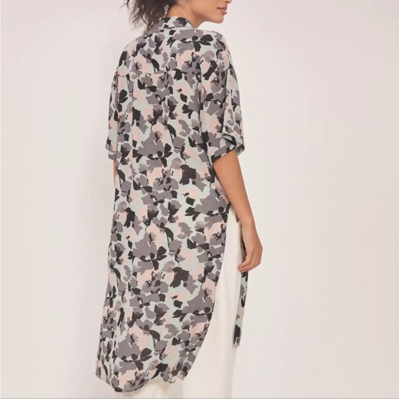 Anthropologie Maeve Rita Floral Tunic Blouse Top Longline Button Up Oversized S - Picture 4 of 12